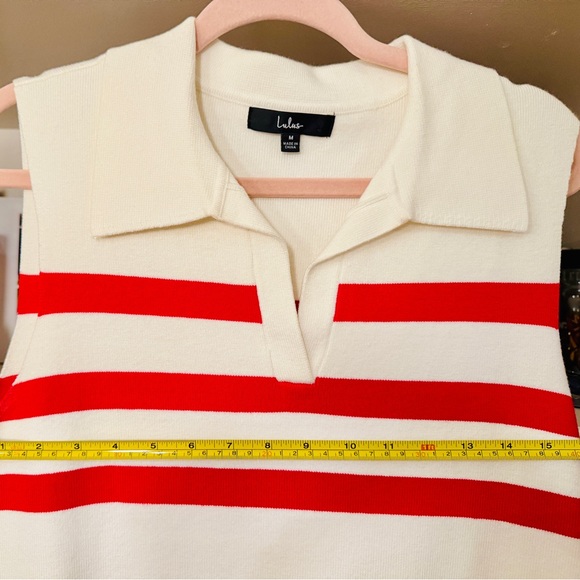 Softly Posh Ivory Striped Sweater Knit Collared Mini Shift Dress - Picture 7 of 7